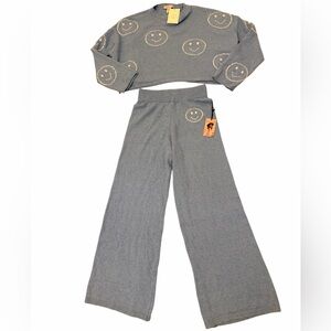 SINCERELY JULES Boho Blue Smiley Lounge Matching Set Size XS Women’s BRAND NEW